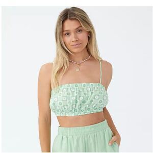 NWT Cotton On Cali Cropped Cami Tank Green Floral Checkered Size‎ Medium